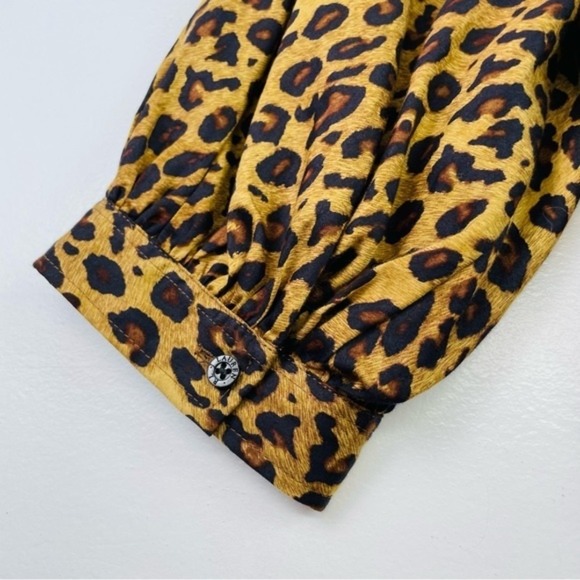 Lauren Ralph Lauren Women Blouse Cheetah Animal Print Small with Puffed Sleeves - Picture 8 of 12